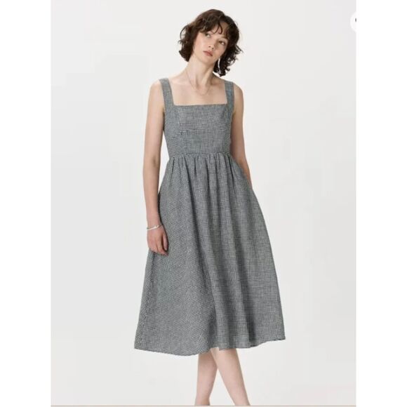Quince Dresses & Skirts - Quince 100% European Linin Fit & Flare Midi Dress / Classic Mini Gingham / S